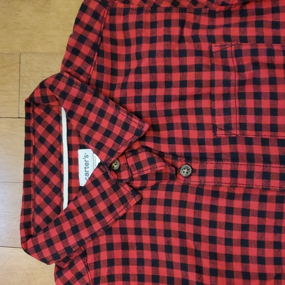 Toddler Boys Carter's Plaid Check Button Down Shirt Size 3T 5T Christmas NWT - Picture 3 of 3